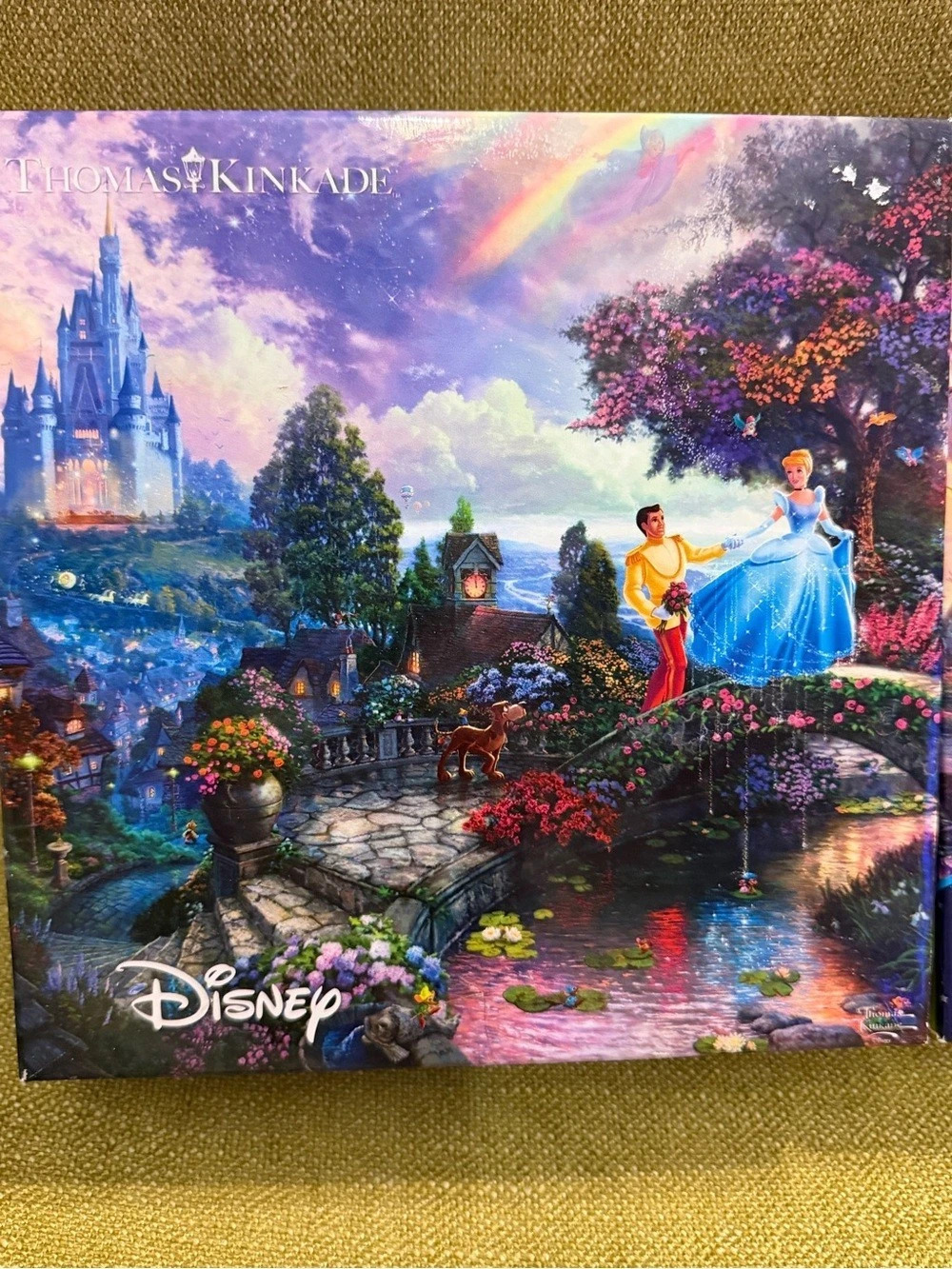 Thomas Kinkade Disney Ceaco 750 Pc Puzzle Lot Cinderella & Pocahontas COMPLETE